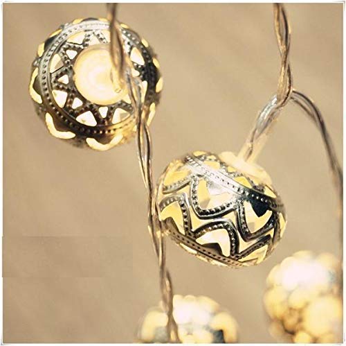 PESCA Golden Metal Heart Ball String Lights for Indoor Outdoor Decoration Diwali Light for Party Birthday Diwali Christmas Navra
