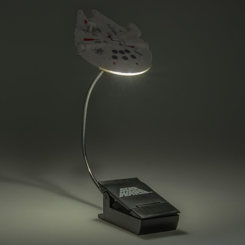 STAR WARS Millennium Falcon Clip On Book Light - Flexible Cable, 3 Light Modes, Battery Powered, Multicolor, Model 12712