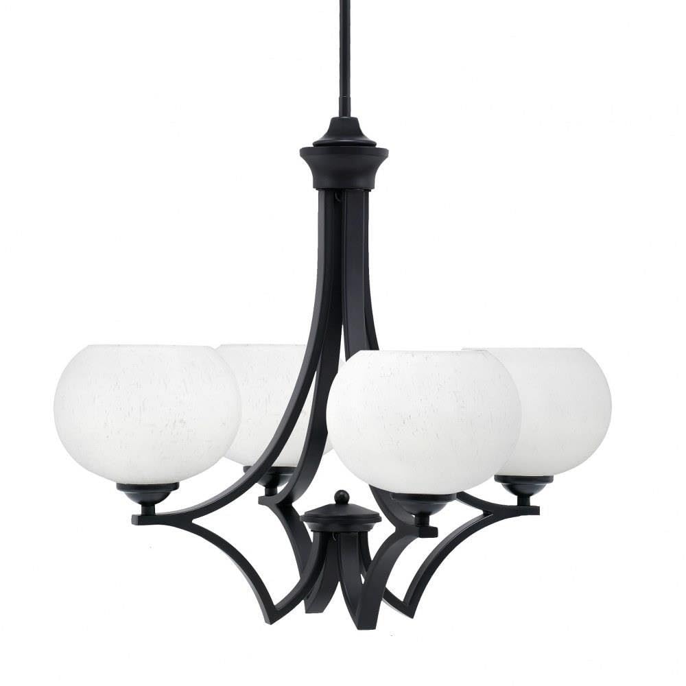 Toltec Lighting 564-Mb-212 Zilo - 4 Light Uplight Chandelier-19.75 Inches Tall And 22 Inches Wide, Finish Color: Matte Black, Glass Color: White Muslin