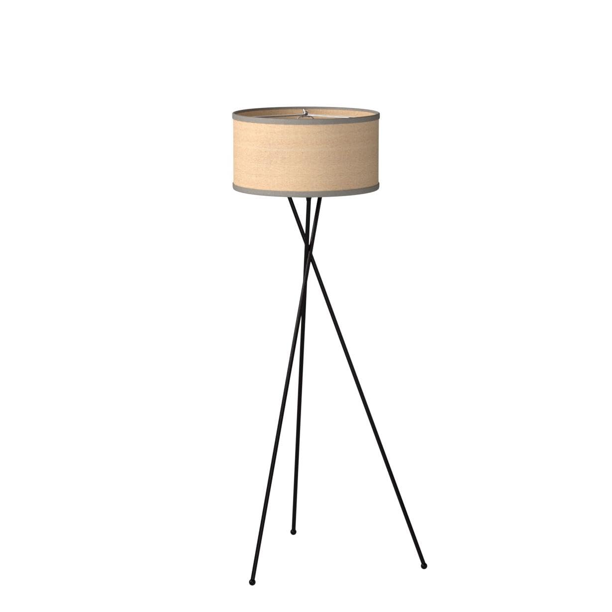 Brightech Jaxon Led Floor Lamp, Modern Lamp For Living Rooms & Offices, Tall Lamp With Contemporary Drum Shade, Gold Tripod Stan