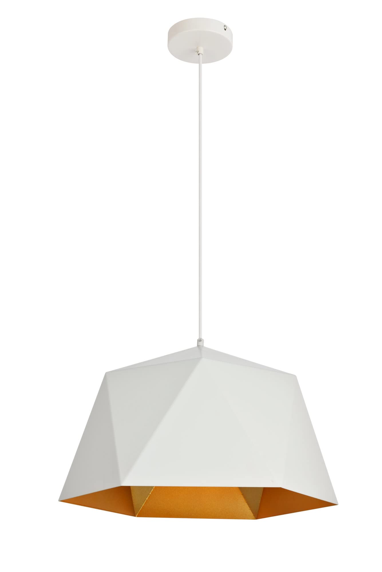 Living District Arden 1-Light Transitional Metal Pendant in White and Gold