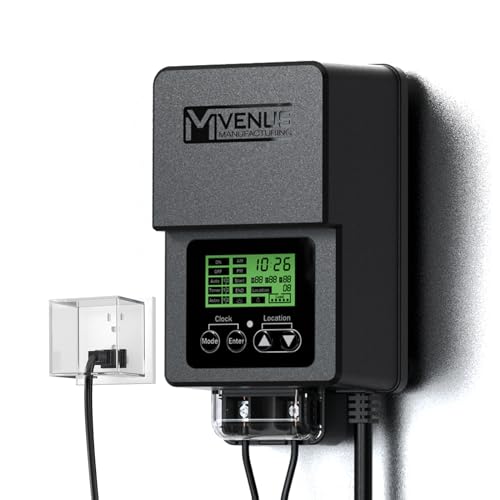 VENUS MANUFACTURING 60W Outdoor Low Voltage Transformer with Timer & Photo Sensor, 120V AC to 12V AC, Black-Grey, Model 5113-06001-01