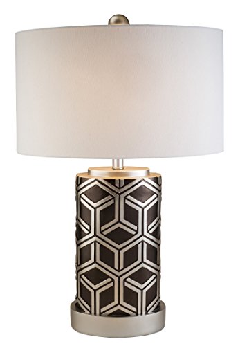 Ok Lighting Azok4276T Ss-Ol-Ok-4276T 29 Inch Savannah Chestnut Table Lamp, Silver, Brown, White