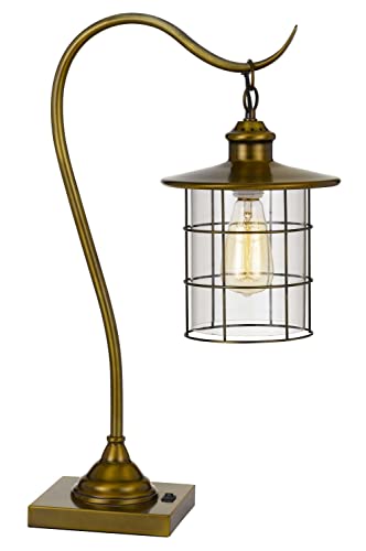 Cal Lighting Silverton Desk Lamp With Glass Shade (Edison Bulb Included)