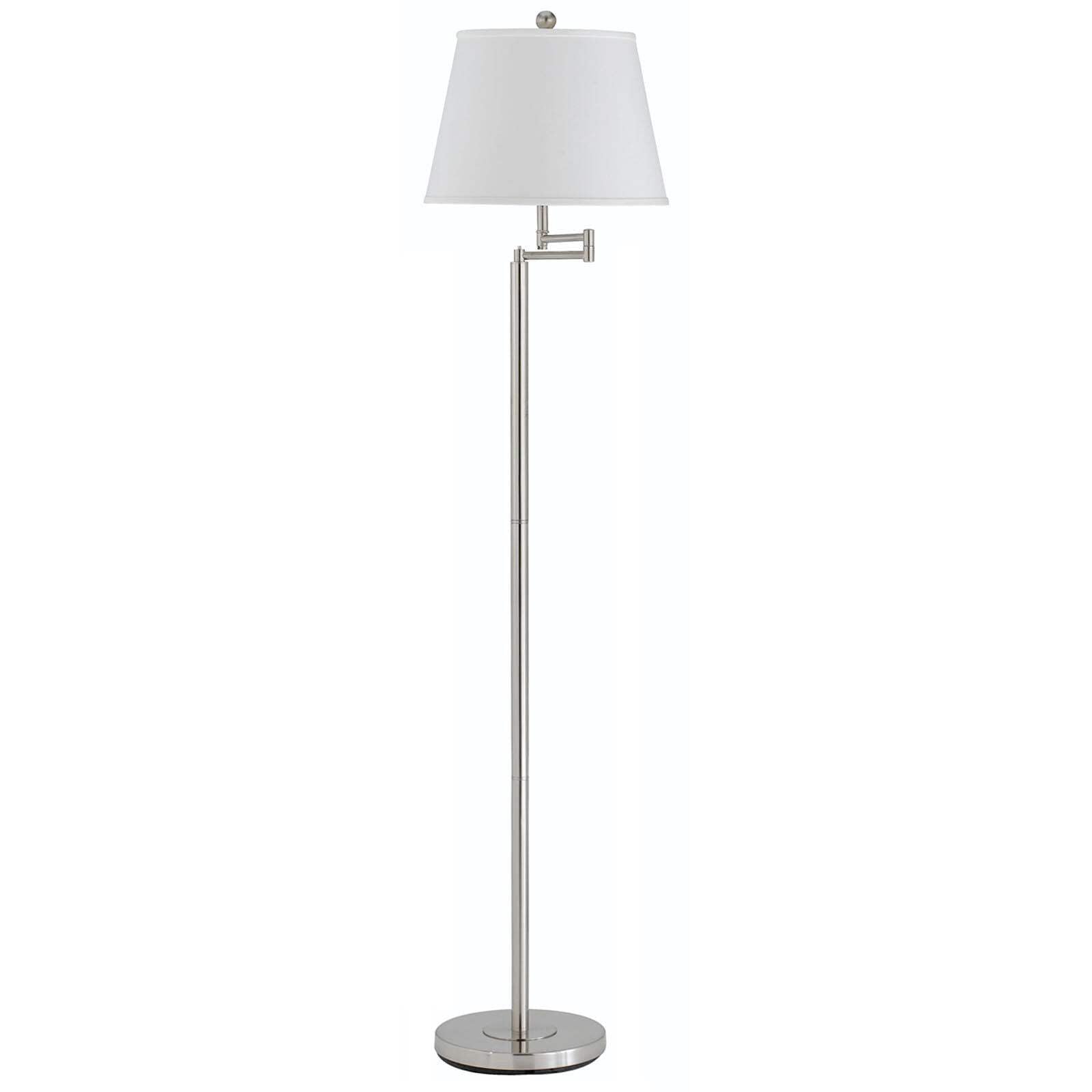 HomeRoots Swing Arm Floor Lamp with White Square Shade, 60 in., Nickel Finish