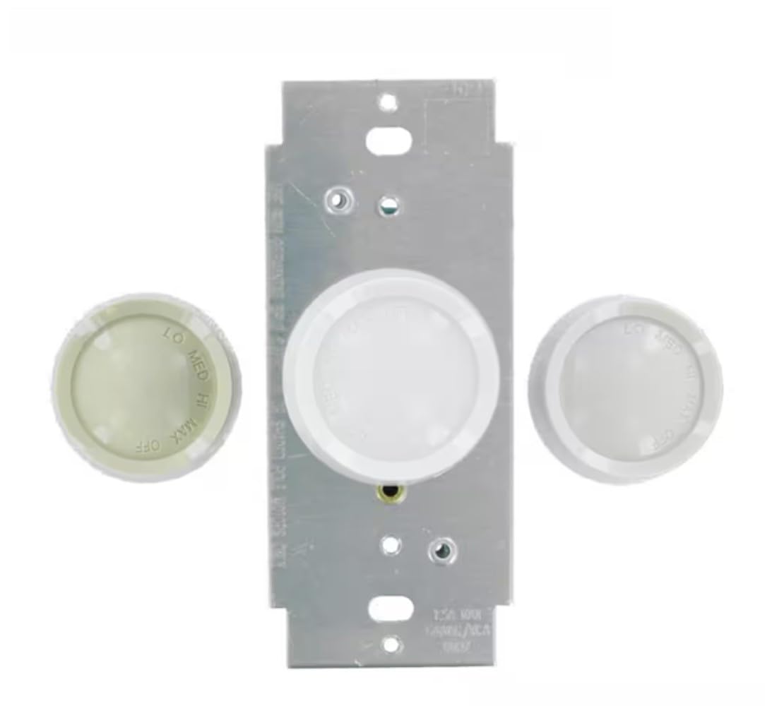 Leviton Rotary Ceiling Fan Wall Switch, Quiet 4-Speed Fan Control, 1.5 Amp, Single-Pole, with Ivory & Light Almond Knobs Include