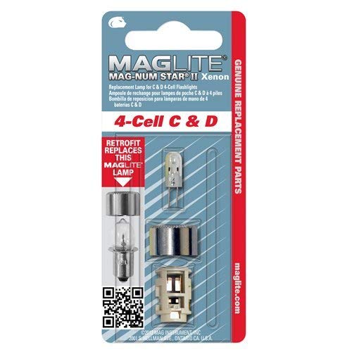 MagLite 4-Cell C & D Flashlight Replacement Lamp, 1 Count, Glass, Model LMXA401