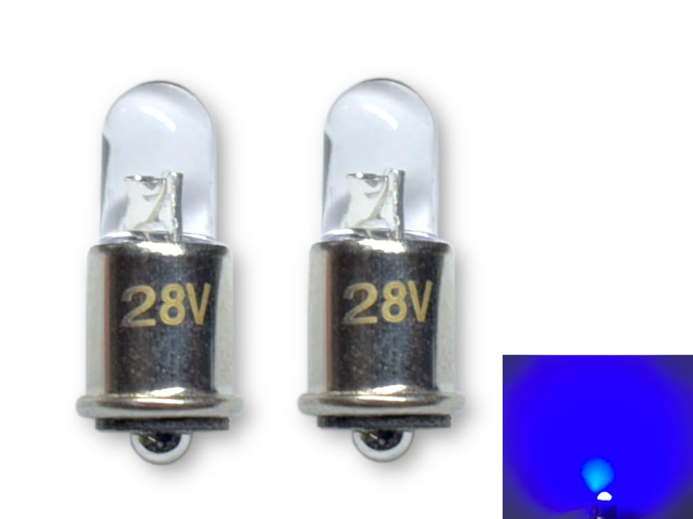 Aero-Lites LED Replacement Bulb #327 | 28V DC | Bi-Polar Contacts | Midget Flanged Base | 2-Pack Blue