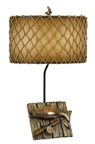 Cal 150W Fishing Resin Table Lamp, 12x18x31 in, Cast Bronze, Model BO-2664TB