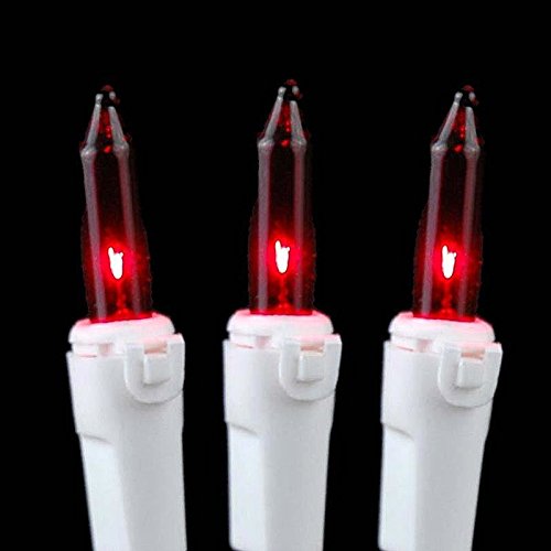 Novelty Lights 20 Bulb Red Mini Light String, 8.5 Feet, Incandescent Fairy Lights on White Wire, 4in Bulb Spacing, Model 689466493054