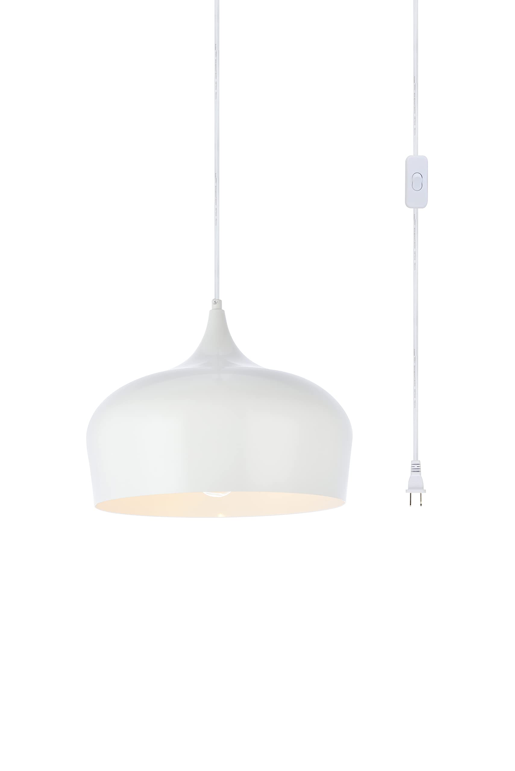 Living District Nora 1-Light Mid-Century Aluminum Pendant in White Finish