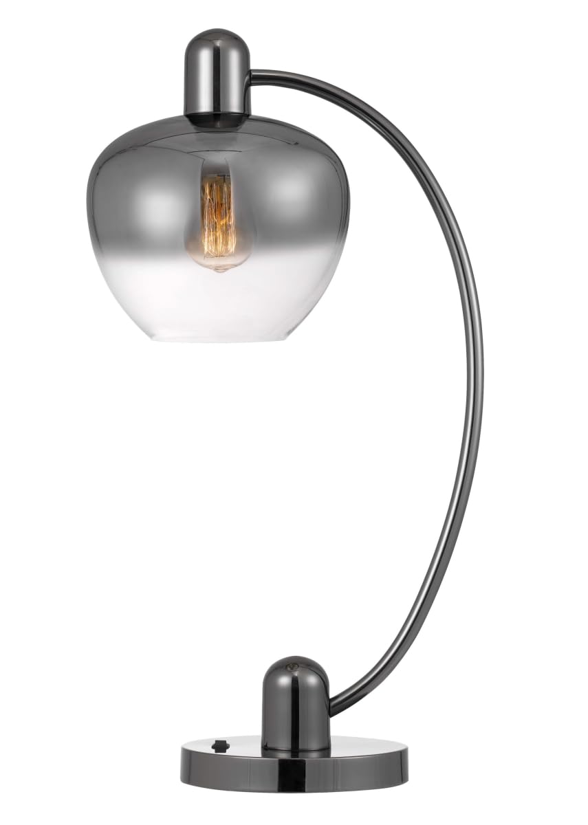 HomeRoots Gunmetal Metal Table Lamp with Silver Globe Shade 27 in. Model 524724