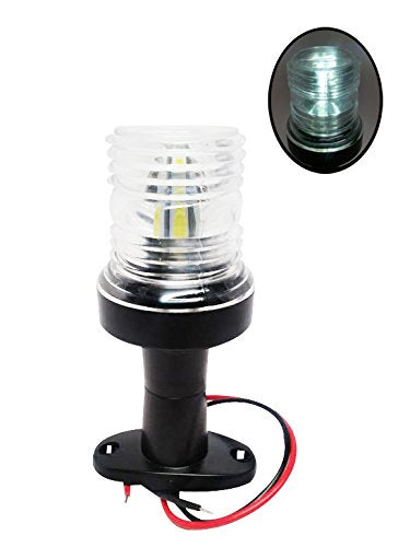 Pactrade Marine 12V Marine Boat Yacht Pontoon Navigation Anchor Light 360 Degrees All Around Nature White Led Splashproof Black Housing Uscg Certified Approved (Fixed Base (H=5.5&quot;))