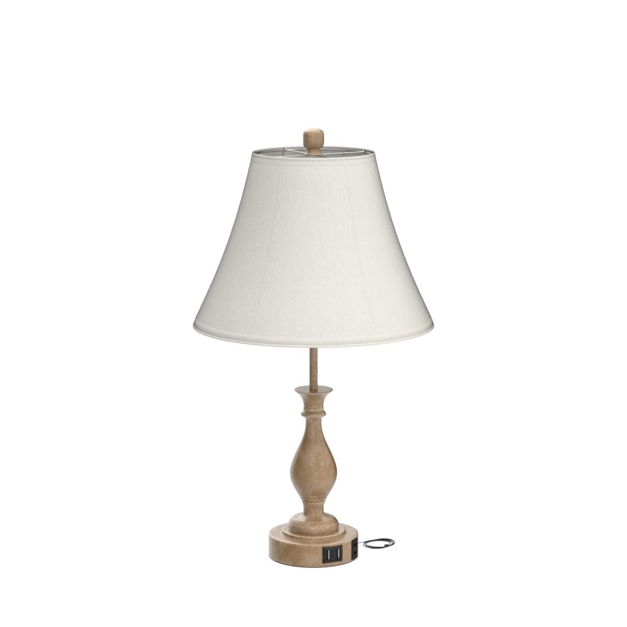 LALISU Farmhouse Table Lamp - Touch Control 3-Way Dimmable, 2 USB Ports, Fabric Shade, Multicolor, Pack-01