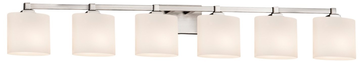 Justice Design Group Lighting FSN-8436-30-OPAL-NCKL Fusion Regency 6-Light Bath Bar, Brushed Nickel