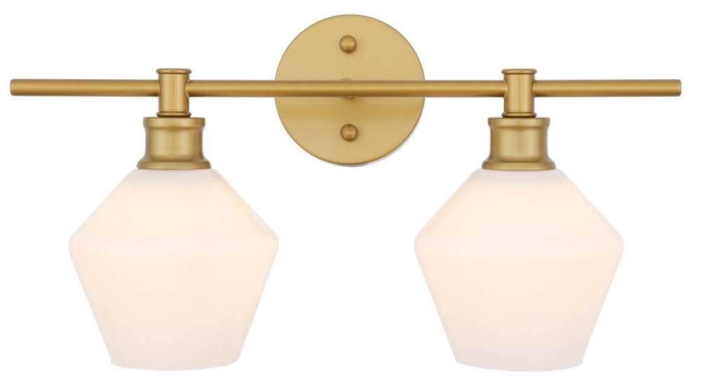Living District Gene 2-Light Metal Wall Sconce in Brass and Frosted White