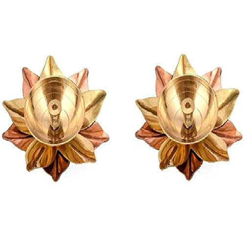 Fashion Bizz Brass and Copper Akhand Lotus Magical Diya (Brown and Gold, 1.5 Inch) - Pack of 2