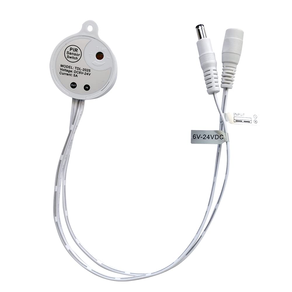 weisuan-Tuodi DC Light Sensor Switch, 6V-24V, 5A, Day/Night, White, Model LTDL-2025-WB, LED Strip Compatible
