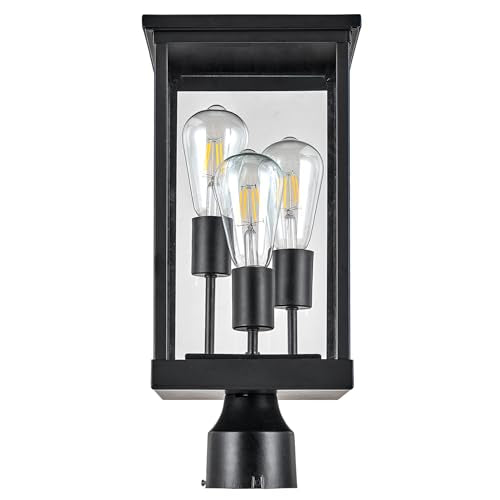 Design House Mayfield Outdoor Post Top Light With 3-Inch Pier Base Mount Fitter  Black  590299