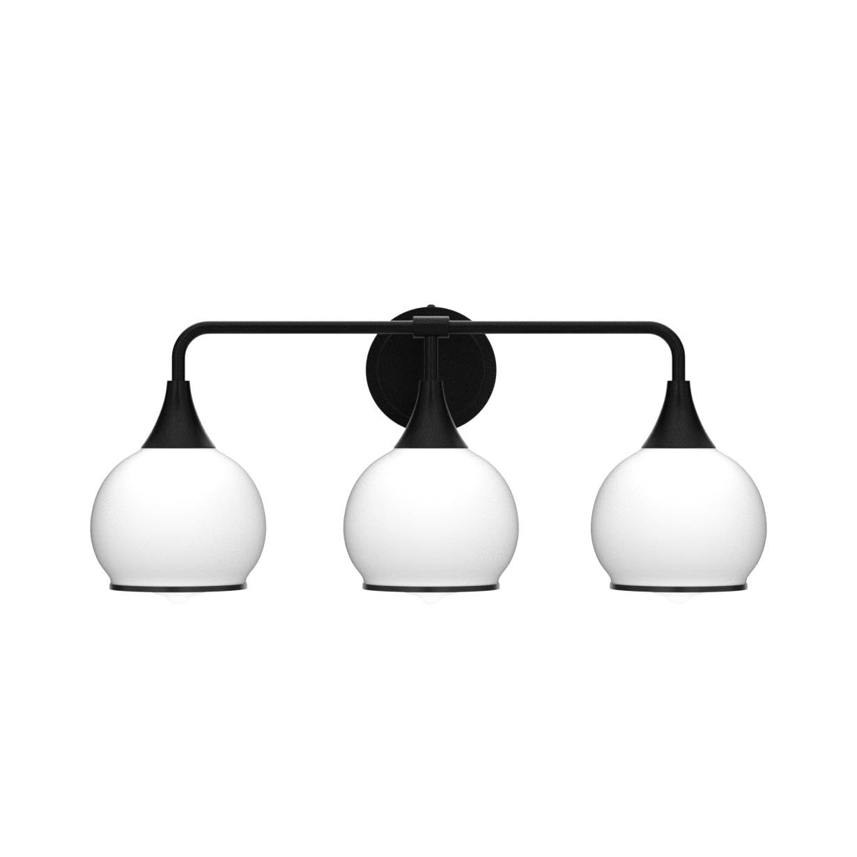 Hahzt Black Bathroom Light Fixtures 3-Lights Vanity Lights With Milky White Frosted Glass Shade Bathroom Vanity Light 22.4 Inch