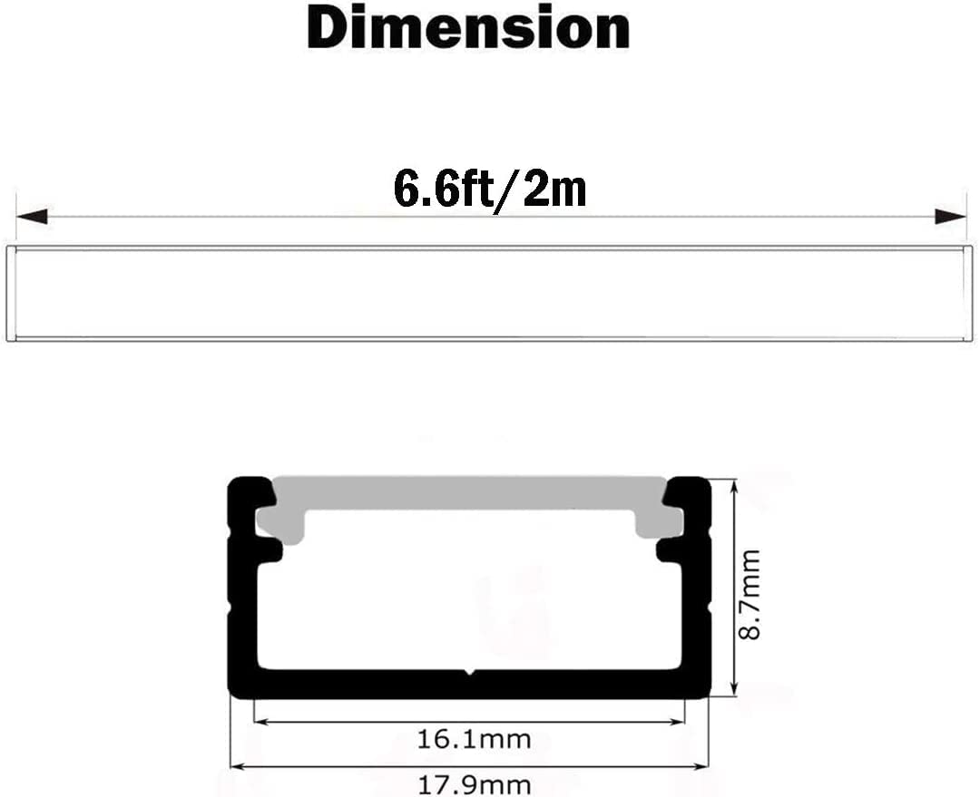 StarlandLed LED Aluminum Channel 18 Pack, 2m/6.6ft, 16mm Wide, Silver, with   and Mounting Accessories