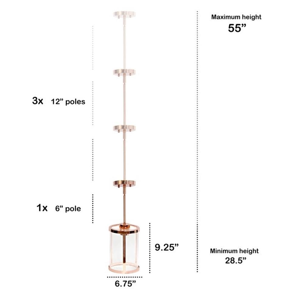 Lalia Home 1-Light Pendant Fixture, Clear Glass, Metal Accents, 9.25in Height, Rose Gold, Model 1270-LHP-3002-RG