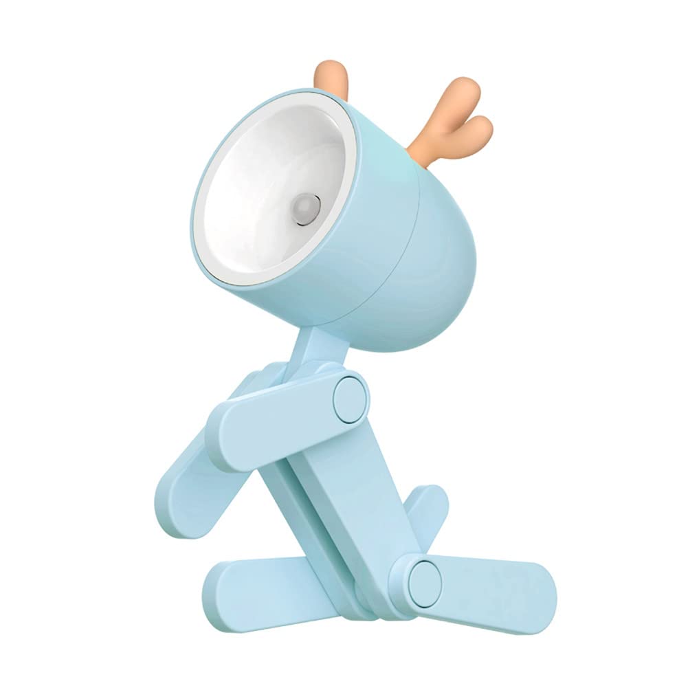 SpassLeben Mini LED Night Light for Kids, Blue Deer, Small Decorative Table Lamp