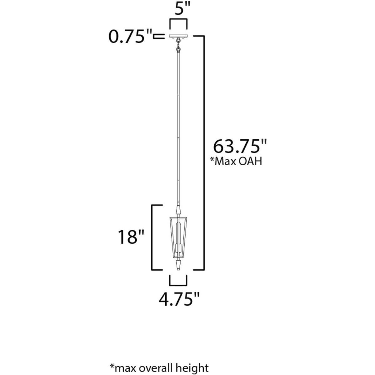 Maxim 1-Light Pendant Light, Alloy Steel, Black/Satin Brass, 4.75in Wide x 18in High, Model 11653BKSBR