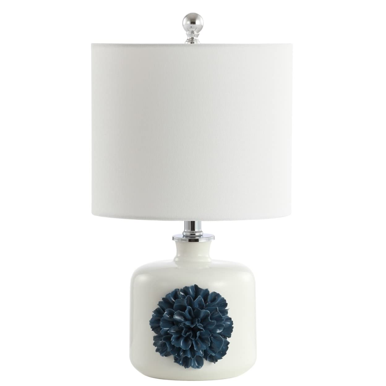 Safavieh Lighting Collection Olinda White/ Blue 18-inch Bedroom Living Room Home Office Desk Nightstand Table Lamp (LED Bulb Inc