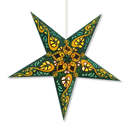 Whirled  t Celtic Green Paper Star Lantern - 24in Wide, Green, Model SWCG