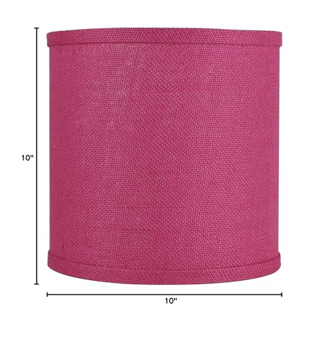 Urbanest Classic Drum Burlap Lampshade, 10-Inch By 10-Inch By 10-Inch, Fuchsia