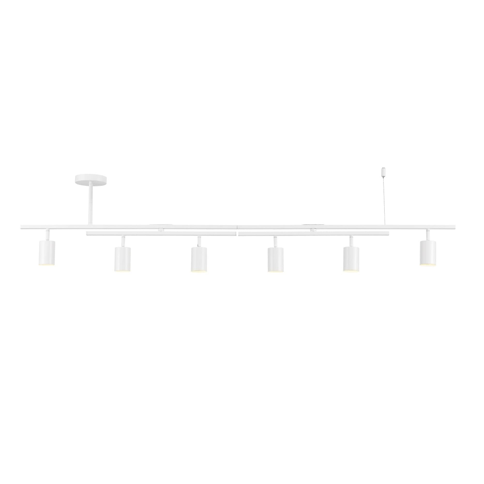 Globe Electric West 64'' 6-Light Track Lighting, Matte White, Center Swivel Bars, Bulb Not Included
