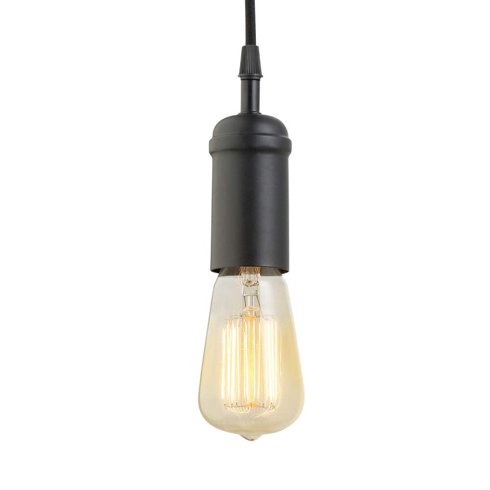 Globe Electric 64906 Pendant Light, 1 Light, Matte Black, Metal, Black Woven Fabric Cord, E26 Base Socket, Modern Vintage Ceiling Fixture