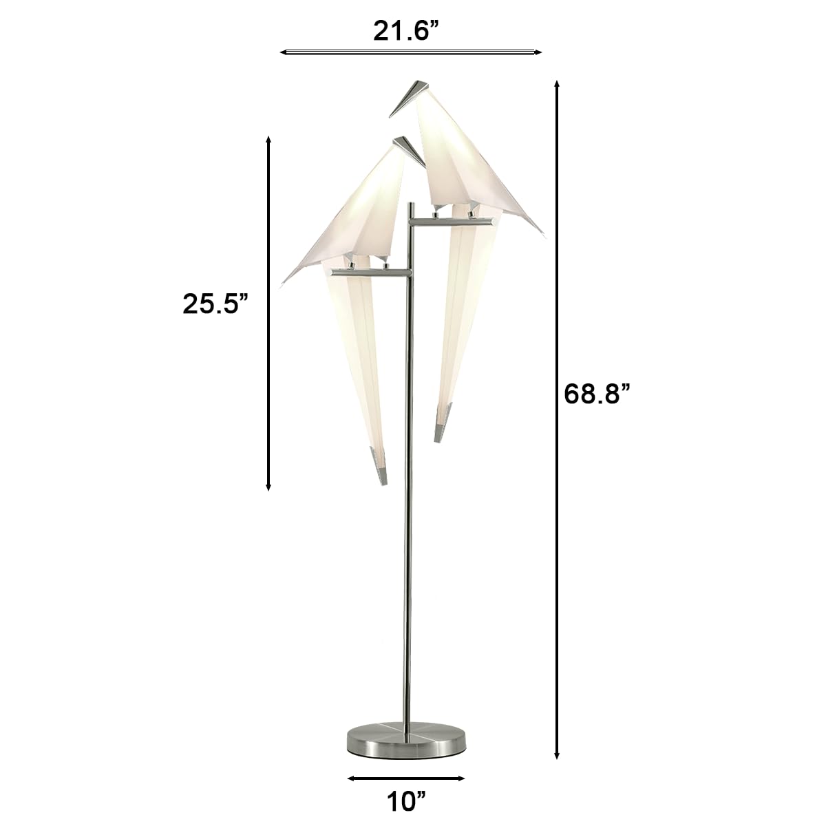More Change 69In Modern Led Floor Lamp, Bird Floor Light Silver Metal Fixtures For Living Room Bedroom Dinning Room Office