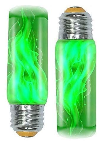 OMK Sunlight Forest - Green LED Christmas Flame Light Bulb Decorations - E26 E27 4 Modes with Upside Down Effect Simulated Atmos