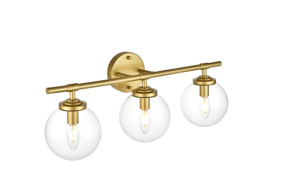 Living District Ingrid 3-Light Iron & Glass Bath Sconce in Black and Clear