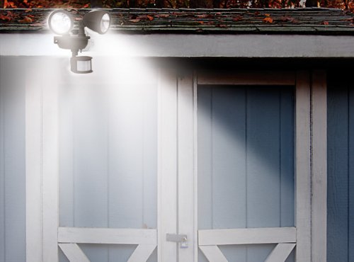 Maxsa 44216 Solar-Powered Dual Head LED Security Light - Dark Bronze