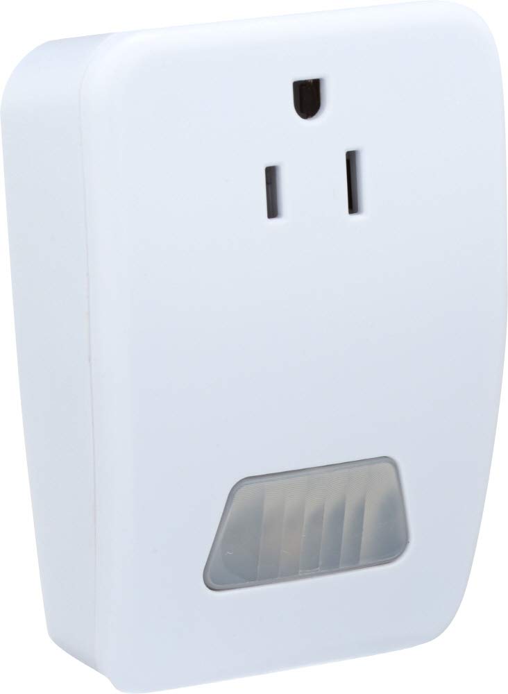 Westek Indoor Plug-in Motion Activated Light Control, White, 120V, 60Hz, 100° Detection Zone, Model MLC4BC