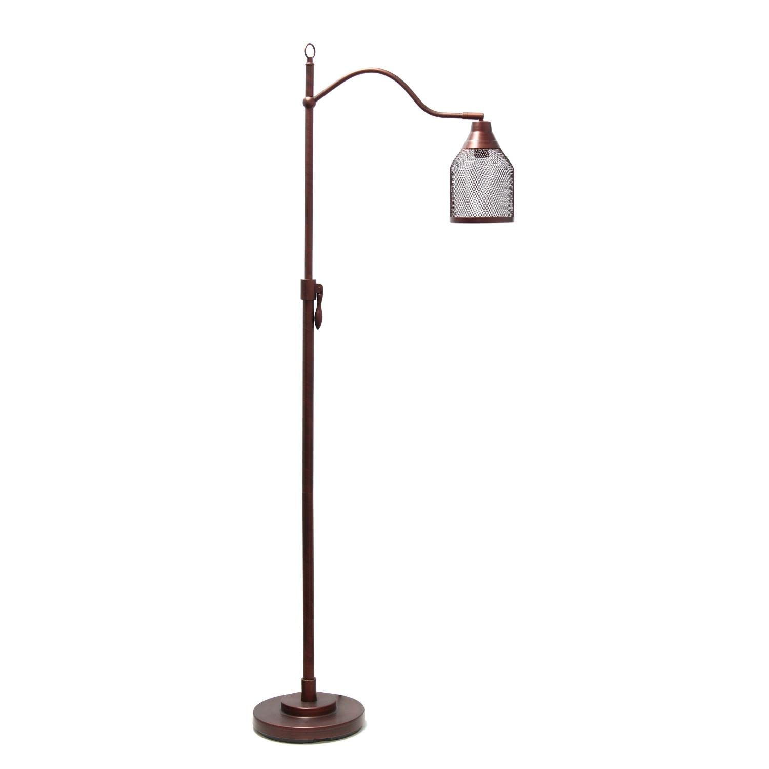 Lalia Home Decorative Vintage Arched 1 Light Floor Lamp With Iron Mesh Shade, Red Bronze