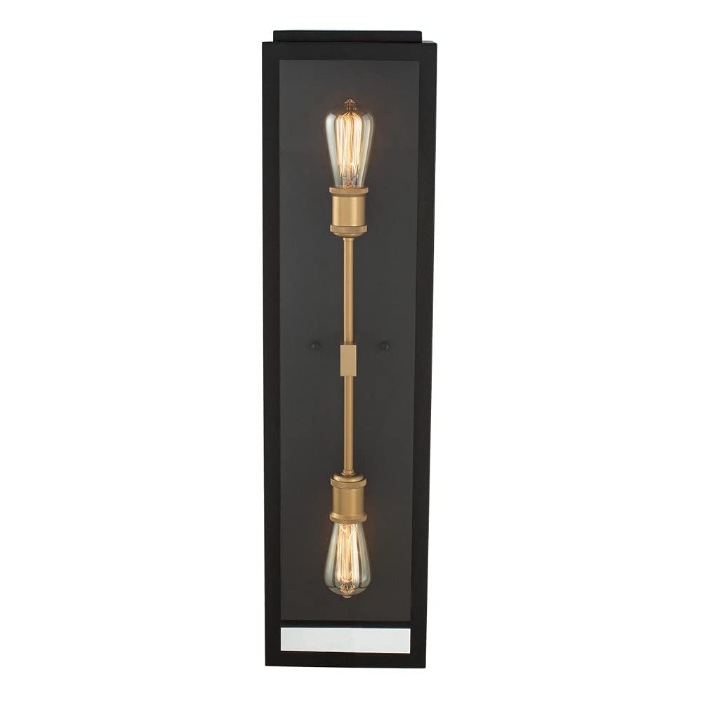 Kalco Lighting Ashland 8 Stainless Steel Medium Wall Sconce in Matte Black/Gold