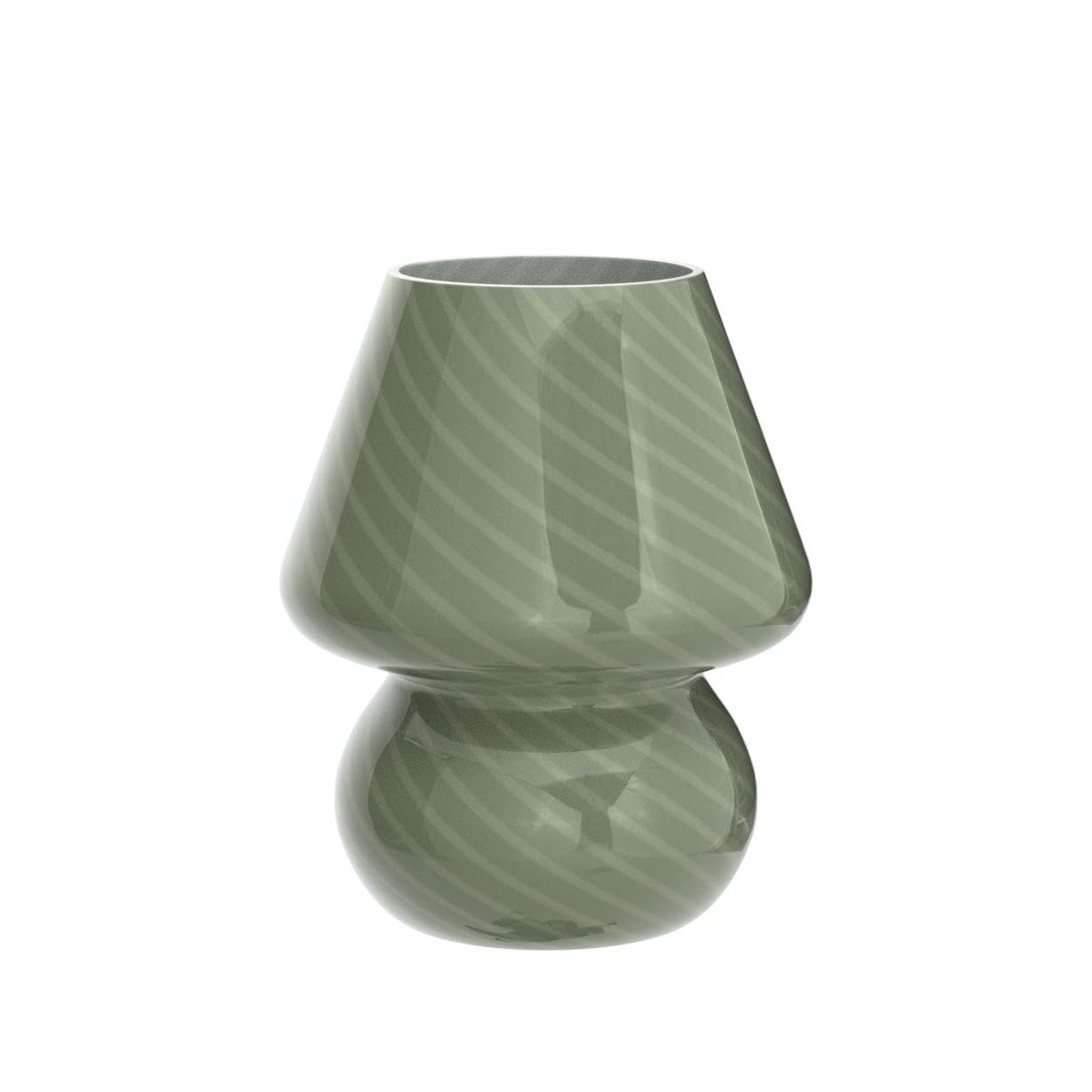 BSOD Glass Mushroom Lamp, Stripe Green, Cute Small Nightstand Desklamp, Model Bsod-SW-Lamps007, Vintage Style Home Decor