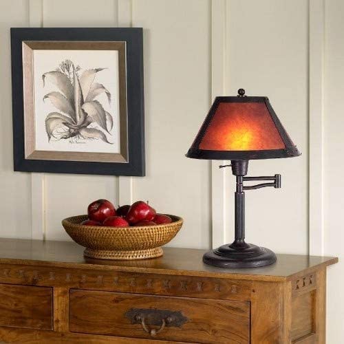 Cal Lighting Bo-462 Table Lamp With Mica Glass Shades, Rust Finish 18&quot; X 11.5&quot; X 11.5&quot;