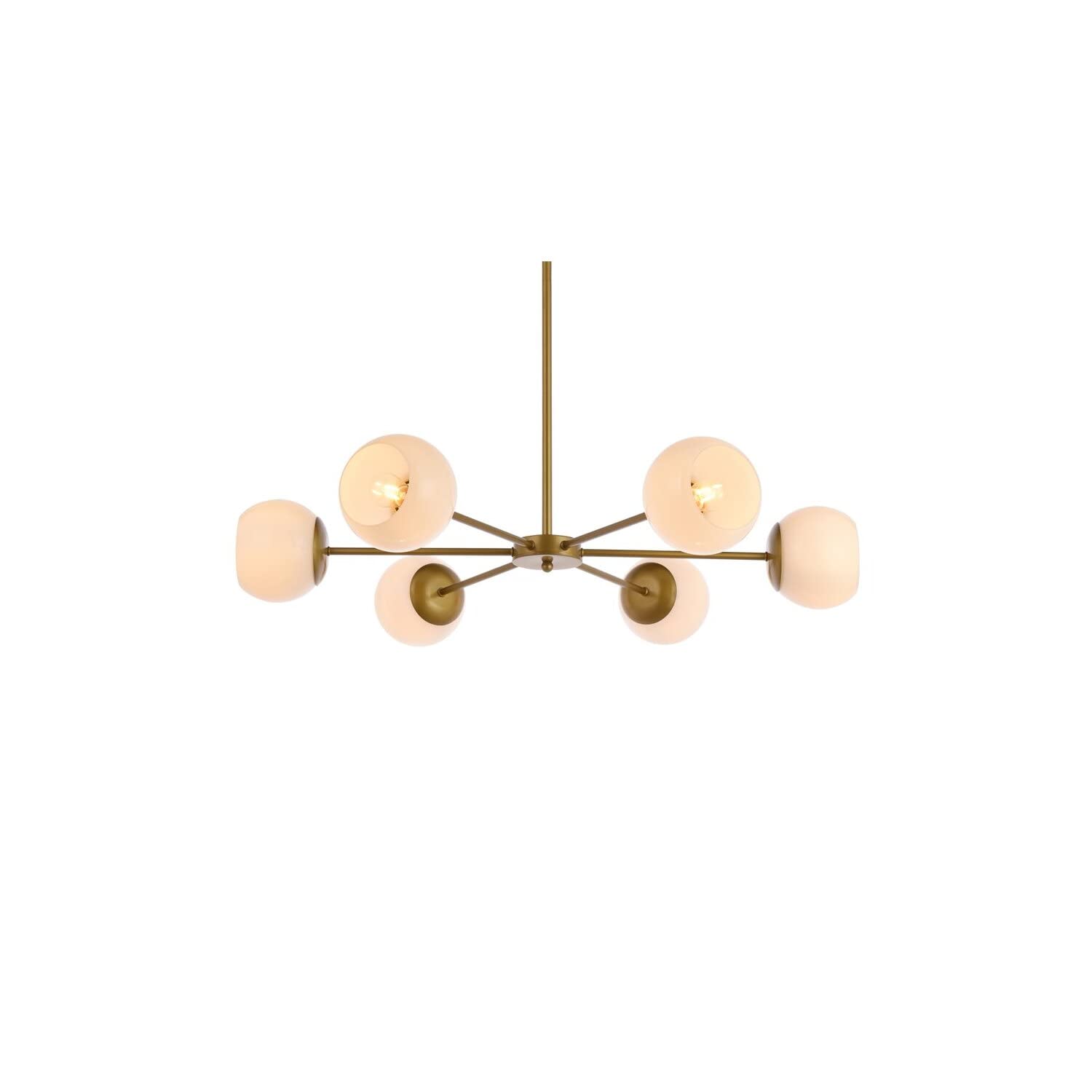 Living District Briggs 6-Light Mid-Century Metal Pendant in Brass/White