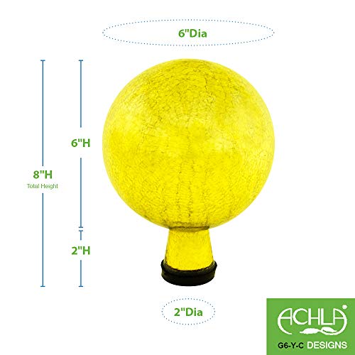 ACHLA DESIGNS Gazing Globe Ball, 6-Inch, Glass, Lemon Drop, Model G6-Y-C