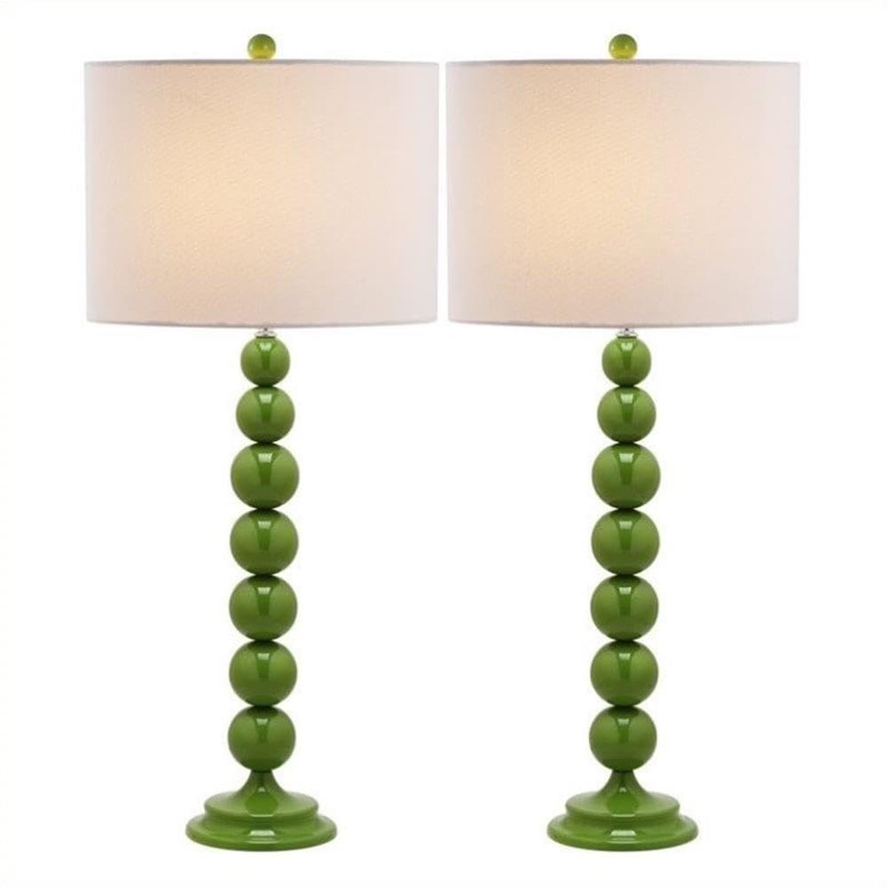 SAFAVIEH Lighting Collection Jenna Modern Contemporary Green Stacked Ball 32-inch Bedroom Living Room Home Office Desk Nightstan