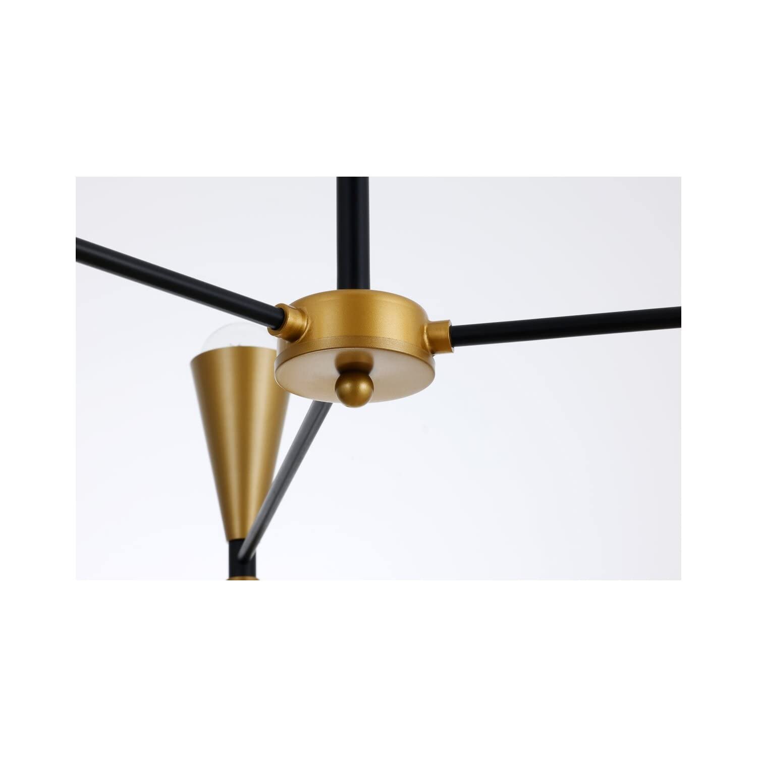 Elegant Lighting Living District Cade 6-Light Mid-Century Metal Pendant in Black and Brass