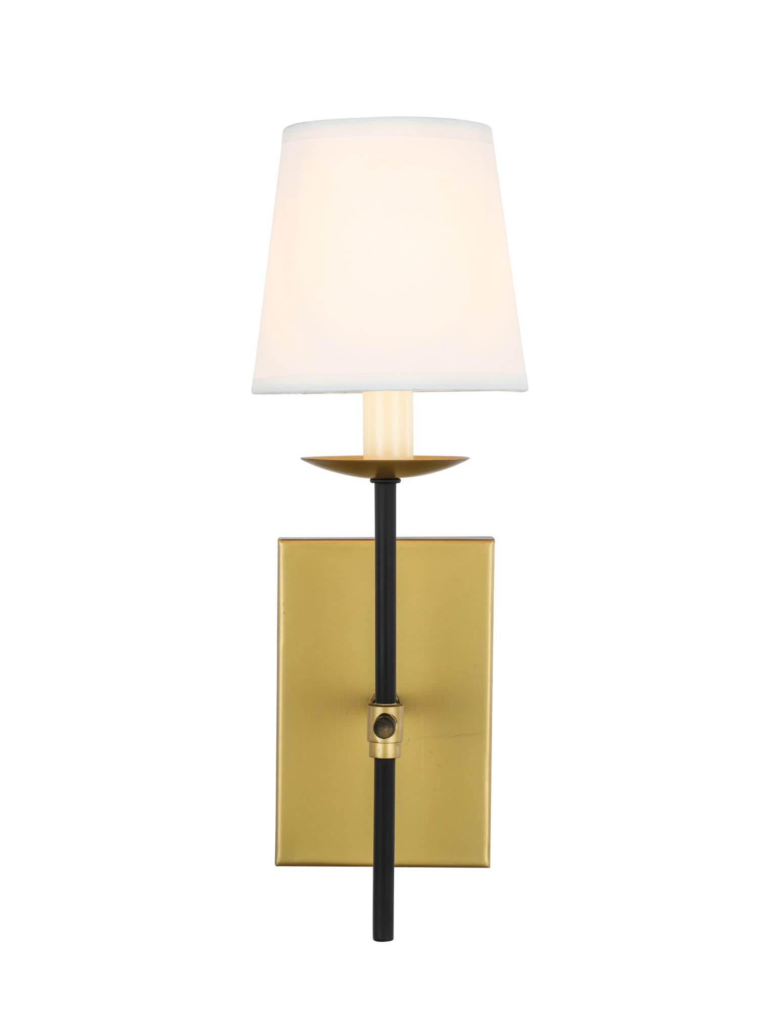 Living District Eclipse 1-Light Metal & Fabric Wall Sconce in Brass/Black