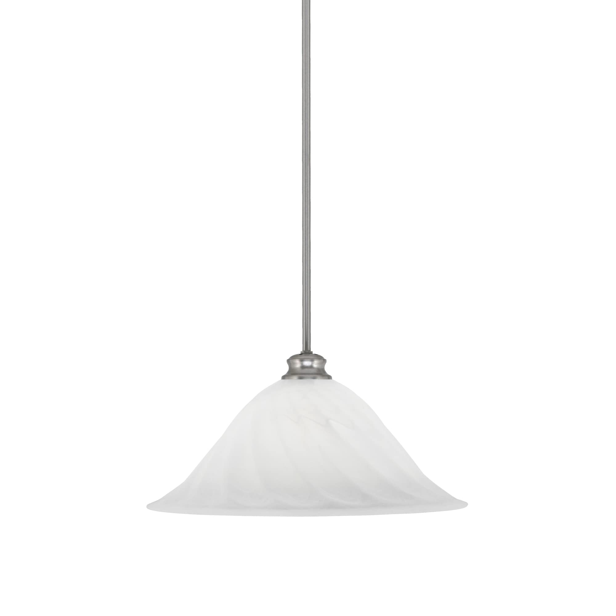 Toltec Lighting Stem Pendant with Hang Straight Swivel Shown in Brushed Nickel Finish with 20&quot; White Alabaster Swirl Glass