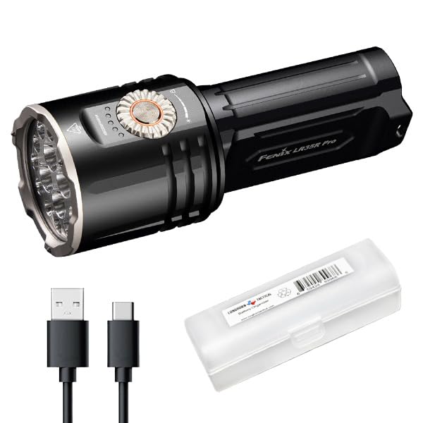 Fenix LR35R Pro 10 000 Lumen Ultra Bright Flashlight with Red Light and UV Light  and Lumentac Organizer