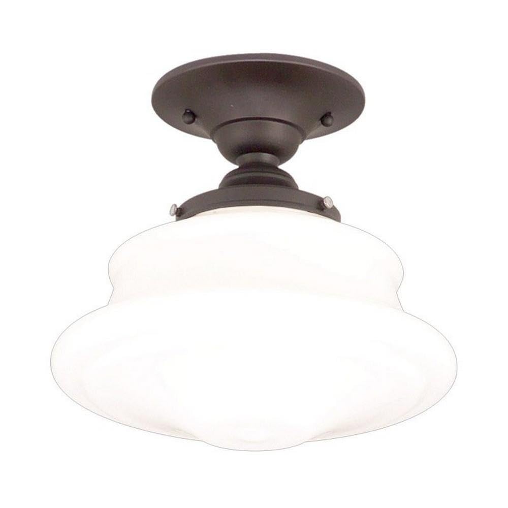 Hudson Valley 3416F-OB Restoration One Light Semi Flush Mount from Petersburg Collection in Bronze/Dark Finish, 16.00 inches